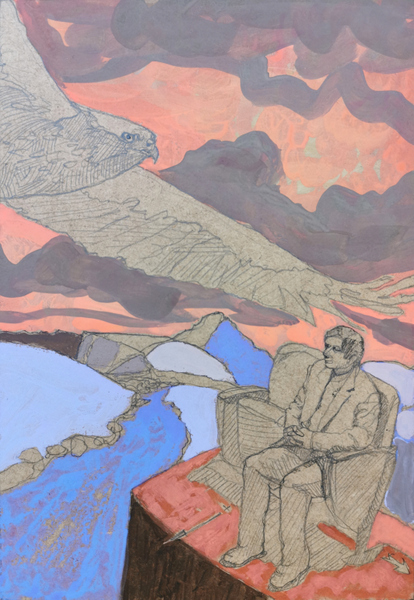 Vue du Mont Cantal 10 - 21x30 - tempera